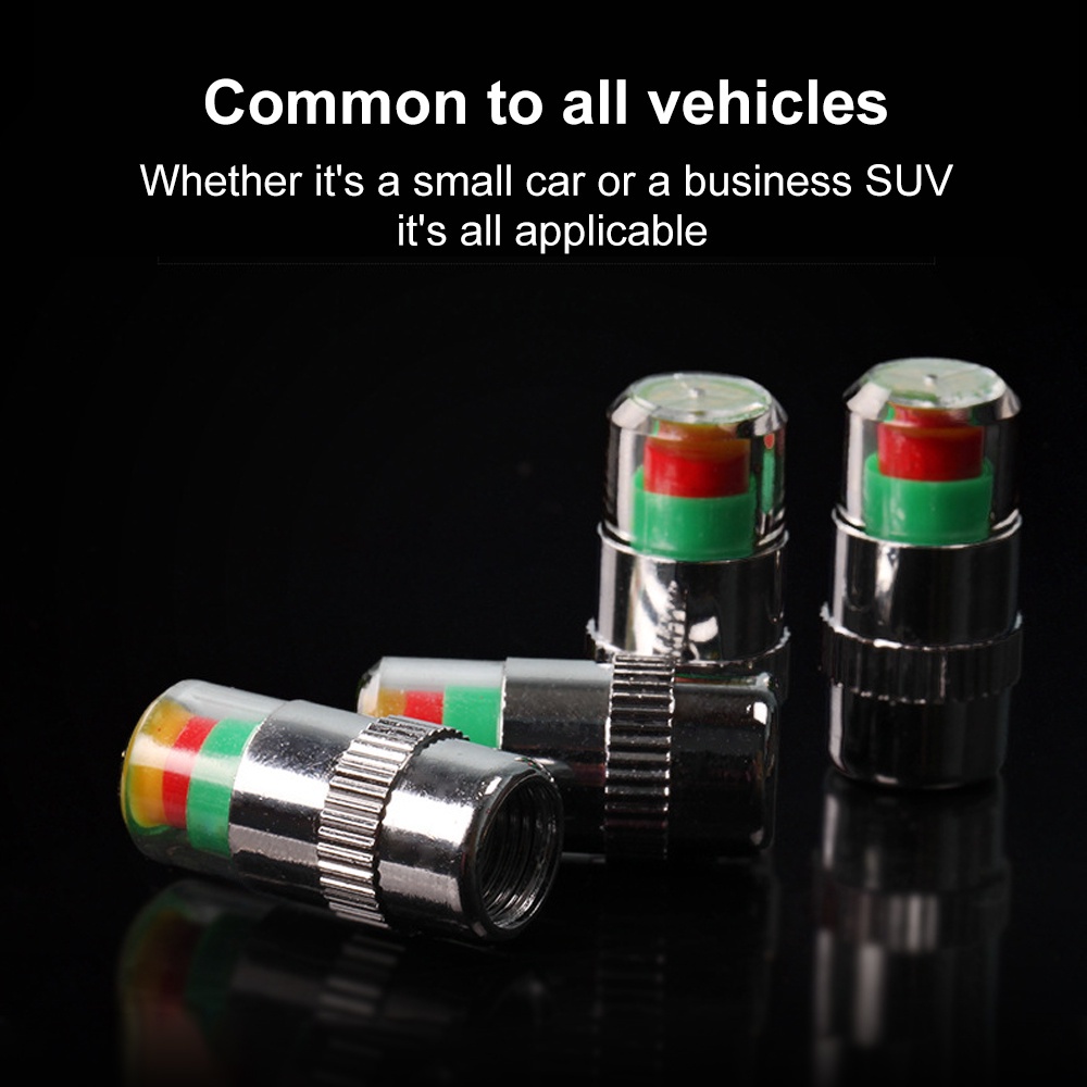 4 Van Cảm Biến Áp Suất Lốp Xe Hơi 3 Màu Sắc Khác Nhau