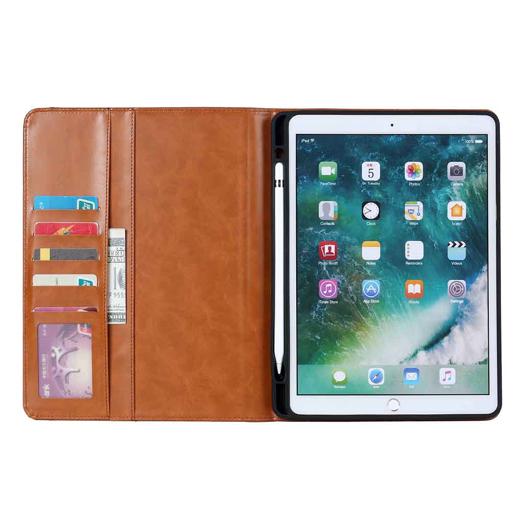 Pu Leather Case With Pen Holder For Apple iPad5 iPad6 iPad7thGen iPad8th iPad9 iPad10.2" mini3 mini4 mini5 mini6 8.3" Pro10.5" Air1 Air2 Air3 Air4 10.9" Pro11 Pro12.9" Auto Wake Sleep Cover