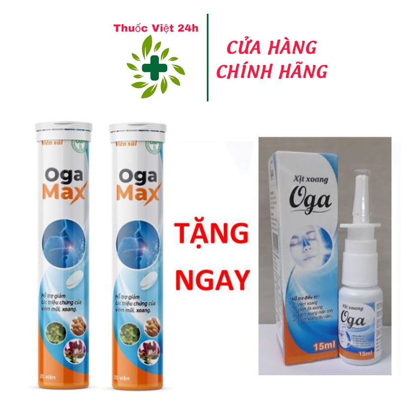 Mua 2 Sủi Tặng Ngay 1 Xịt Xoang Oga Max - Hỗ Trợ Giảm Các Triệu Chứng Của Viêm Mũi & Xoang - Thuốc Việt 24h - Ogamax