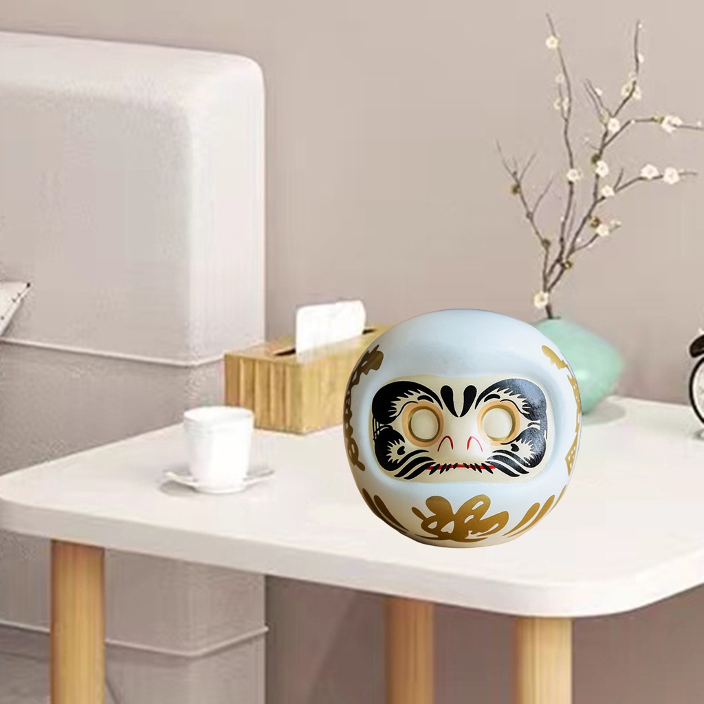 Đồ trang trí búp bê Daruma may mắn Nhật Bản bằng gốm dùng trang trí bàn làm việc
