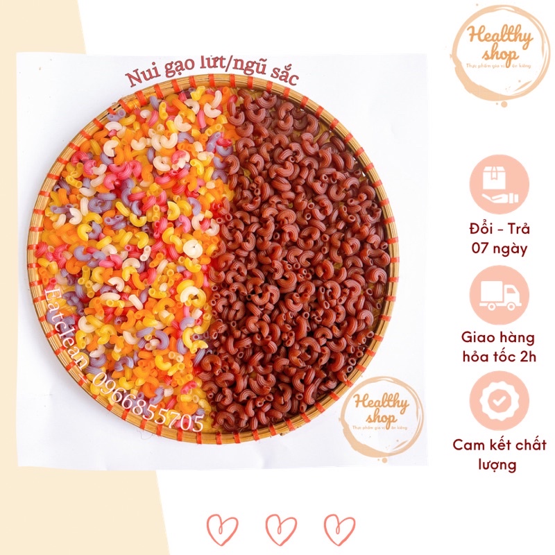 Nui gạo lứt và ngũ sắc 500g/ gói ăn kiêng eatclean, giảm cân, thực dưỡng nguyên chất hữu cơ