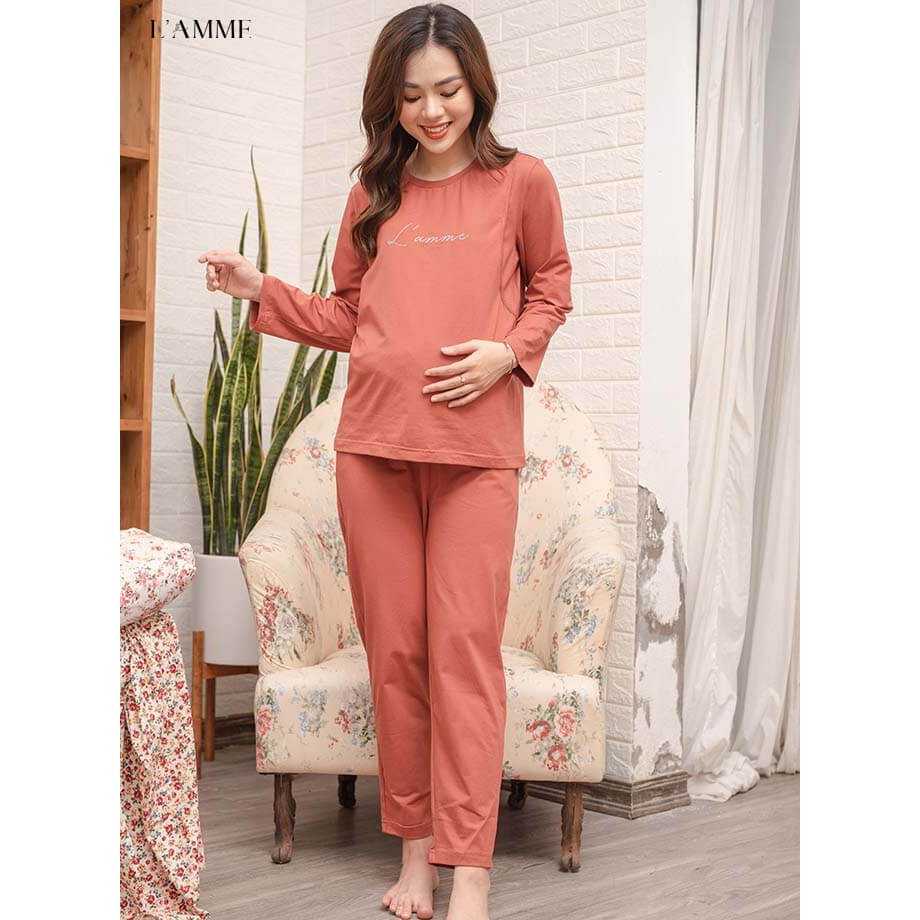 Đồ bộ bầu sau sinh (B01) thiết kế cho bé ti 100% cotton thoáng mát by LAMME