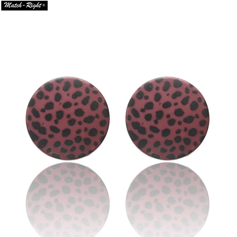 Hoa tai dáng tròn họa tiết da báo phong cách retro thời trang cho nữ