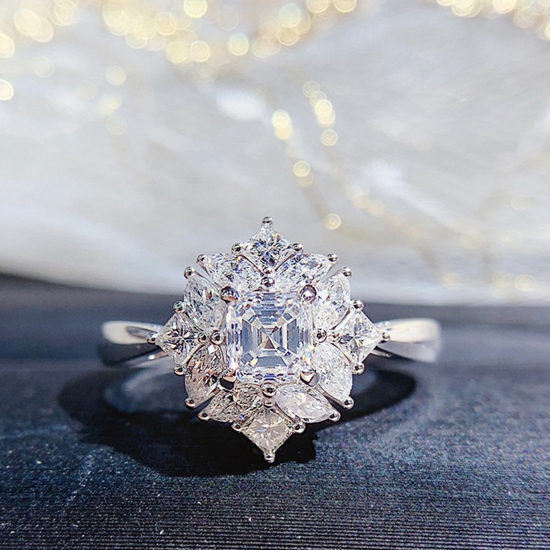 Nhẫn Mạ Bạc Đính Đá Zircon Nhiều Màu Sắc