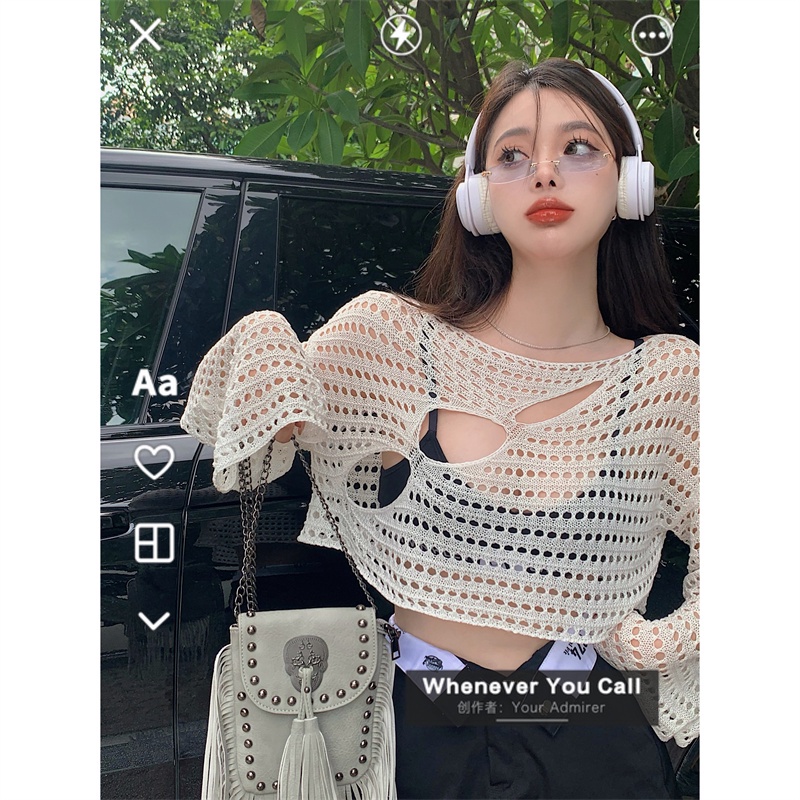 Áo Croptop Tay Dài Dáng Rộng Thời Trang Mùa Hè Quyến Rũ Cho Nữ