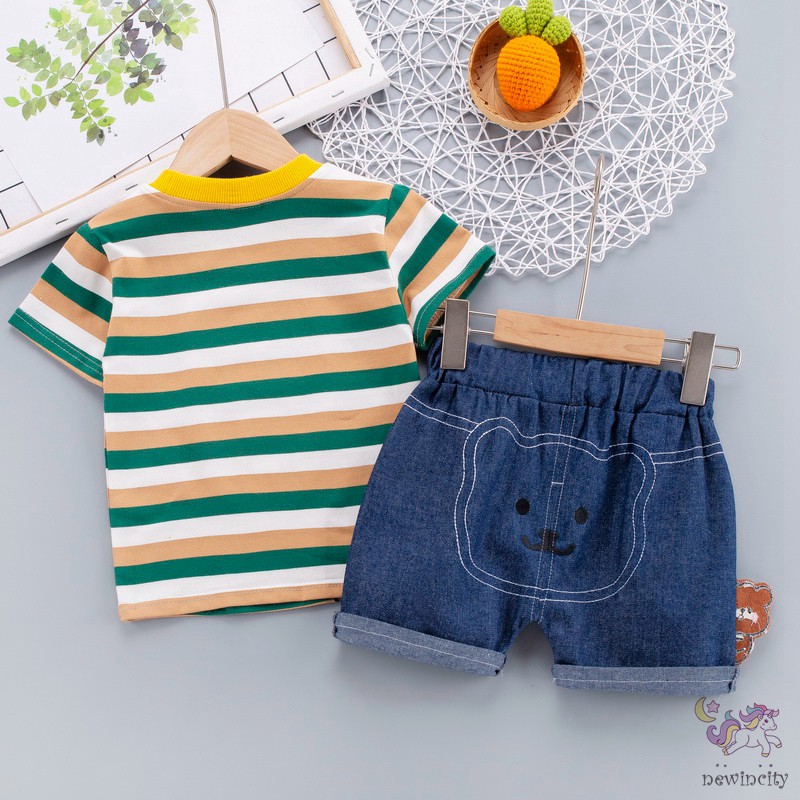 Set áo thun tay ngắn in họa tiết hoạt hình kèm quần short thời trang năng động cho bé trai