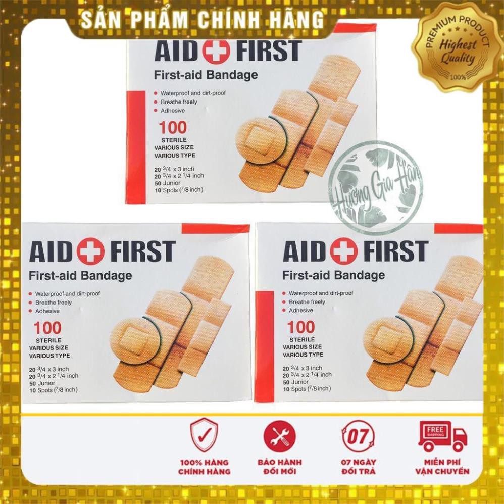 [Giảm 50%] Hộp 100 miếng dán vết thương AID FIRST. Hộp urgo, hộp băng gạc y tế