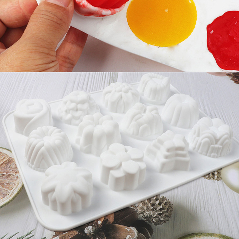 Khuôn silicon tạo hình làm bánh mousse / rau câu theo họa tiết hoa / trái tim 3D xinh xắn