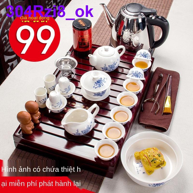 Bộ dụng cụ Trà Công Phu Tề Sâm đồ dùng cho gia đình gỗ rắn giá đặc biệt màu tím cát pha cốc phụ kiện thủy tinh gốm
