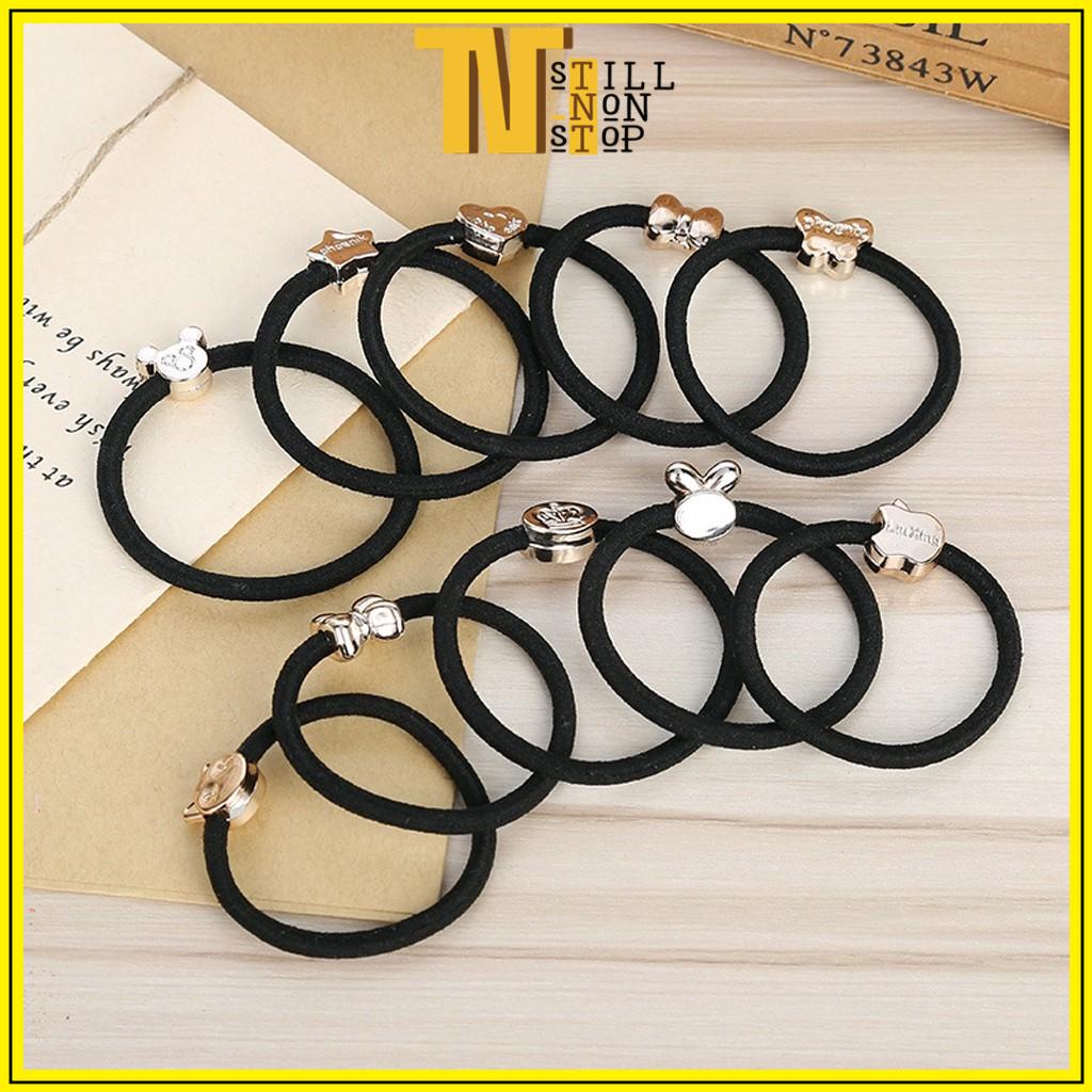Thun Cột Tóc Cao Su Co Giãn Đầy Đặn Phong Cách Hàn Quốc