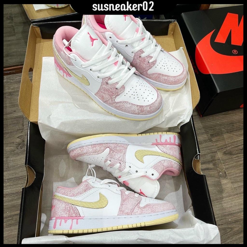 Giày Jordan low paint drip , Jordan cổ thấp hồng gọt sơn nữ cực chất mới nhất 2021 full phụ kiện