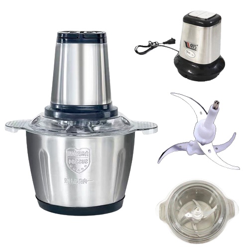 Máy Xay Thịt Cối Inox 4 Lưỡi Đa Năng, Công Suất 250W - Xay thịt, Xay Tỏi Ớt, Xay Rau Củ Quả