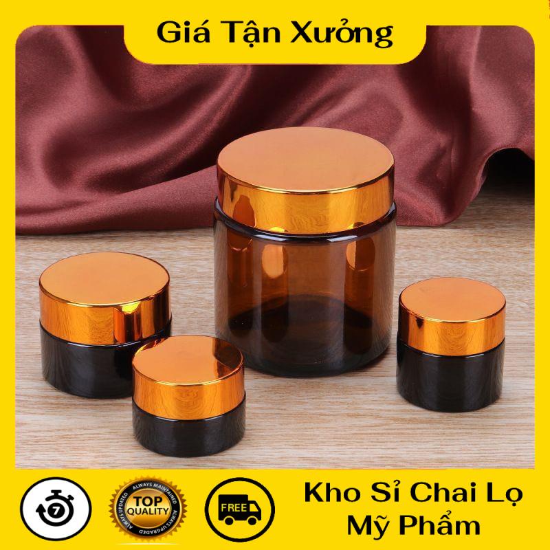 Hũ Chiết Mỹ Phẩm ❤ TRÙM SỈ ❤ Hũ đựng kem Thủy tinh Nâu 100g chiết mỹ phẩm , phụ kiện du lịch