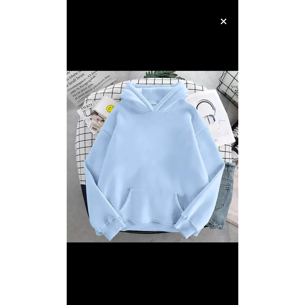 Áo hoodie basic màu xanh biển . hoodie trơn