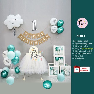 Set bóng trang trí sinh nhật tone xanh lá