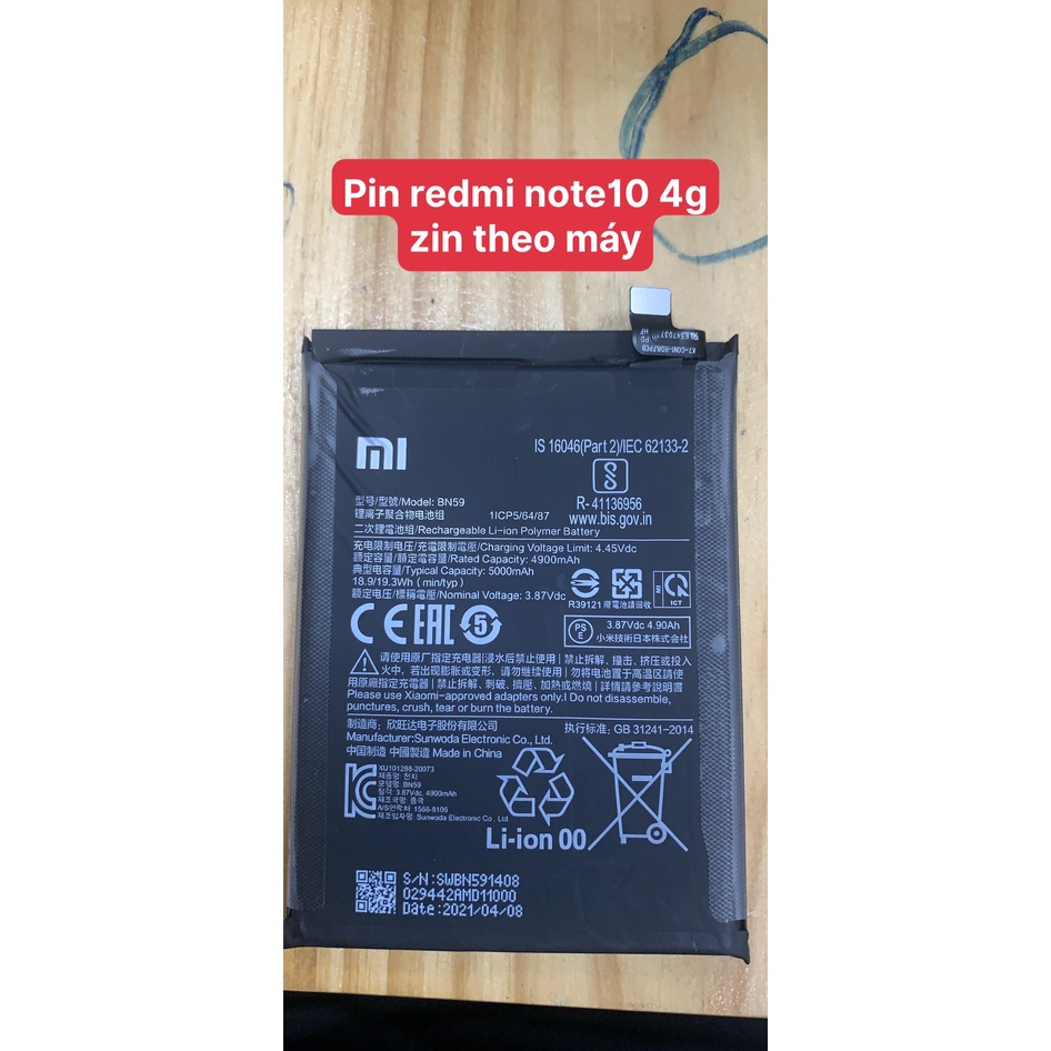 Pin Xiaomi Redmi Note 10 4G (BN59) zin bóc máy
