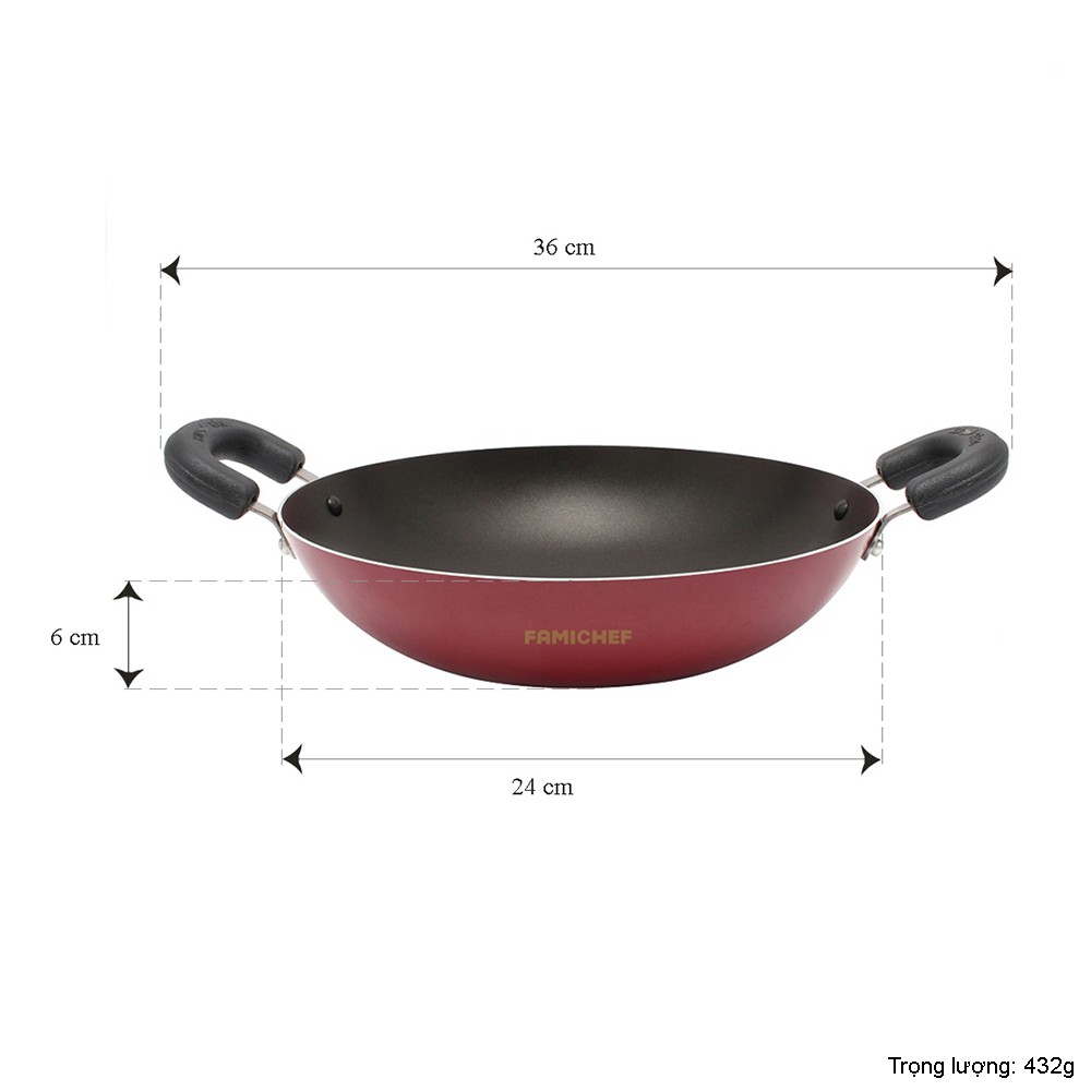 Chảo bầu chống dính Quantum USA Kim Hằng KHG0377 26cm