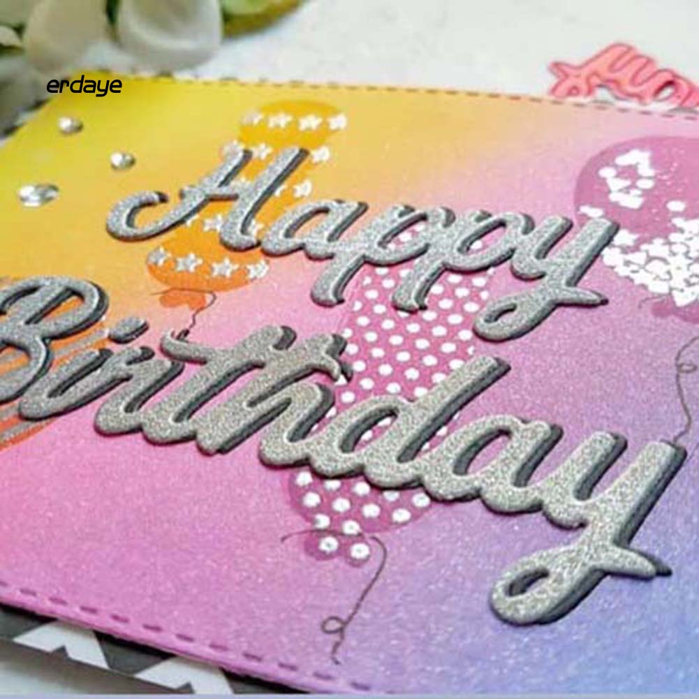 Khuôn Cắt Giấy Làm Từ Kim Loại Hình Chữ Happy Birthday Trang Trí Scrapbook