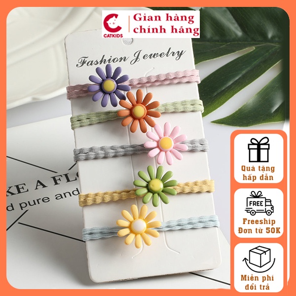 (Sỉ 1000 giá 690 ib) Dây buộc tóc hoa cúc hoạ mi Hàn Quốc hot trend DC23