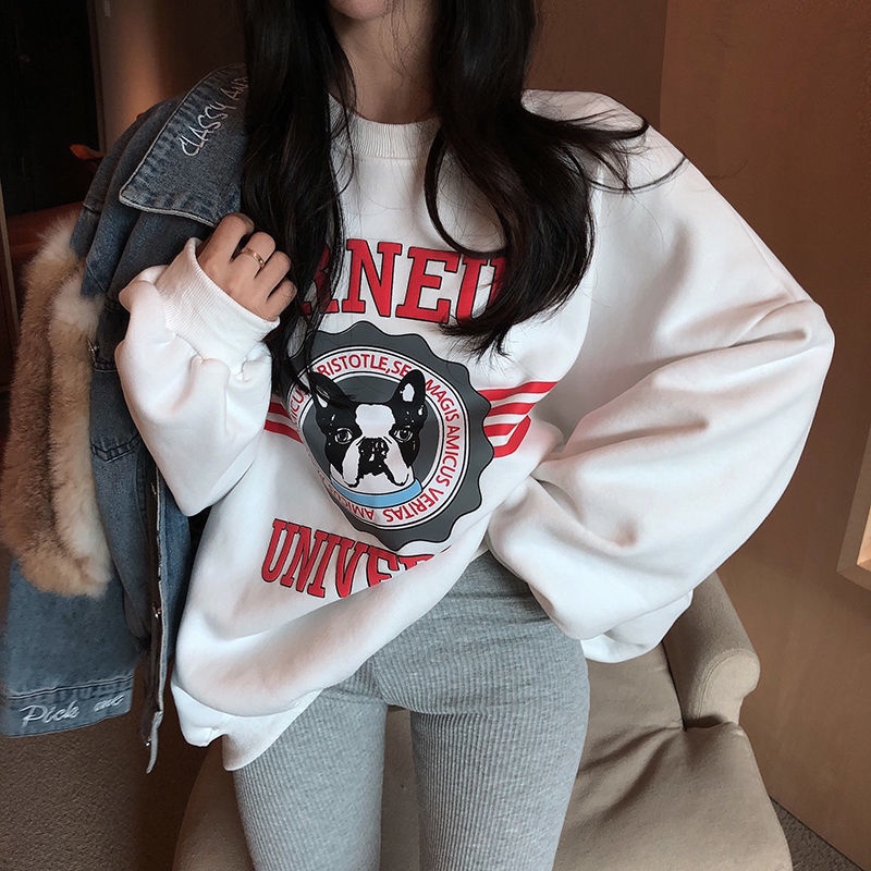 COZOK Áo len tay dài dáng rộng thời trang Hàn Quốc