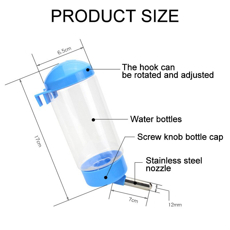 400ML Hamster Drinking Fountain Water Bottle Plastic Drinking Fountain Suspended Pet Feeder