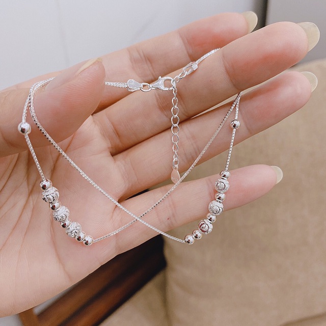 Lắc chân dây kép phối bi cát NGỌC MẬU bi to 6-8li