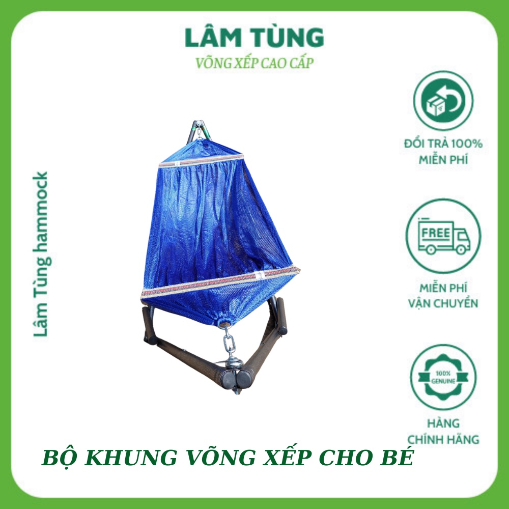 [RẺ VÔ ĐỊCH]KHUNG VÕNG XẾP EM BÉ + LƯỚI VÕNG LOẠI ĐẸP,ỐNG SẮT LỚN Φ32, LƯỚI KHỔ RỘNG, DÀY,CHẮC CHẮN FREESHIP