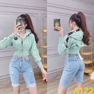 Áo khoác lửng chạy viền bo eo