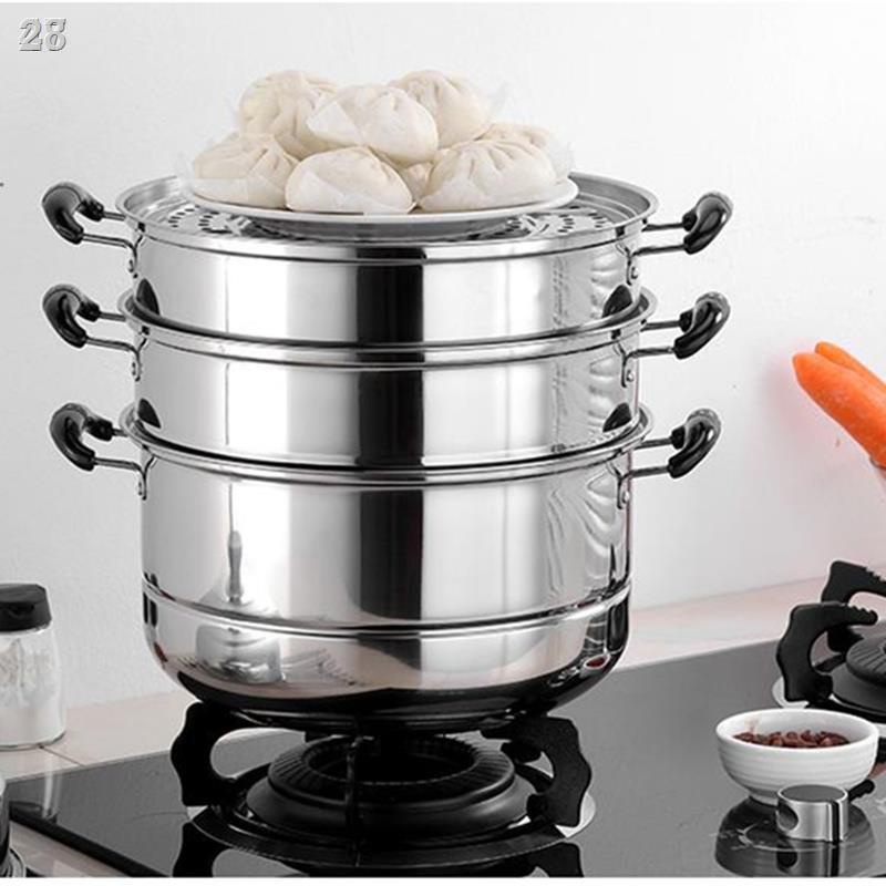 ❅28ITủ hấp inox 34cm, hai tầng, ba bốn tầng dày dặn, hấp, nồi nấu phở, bếp gas lớp
