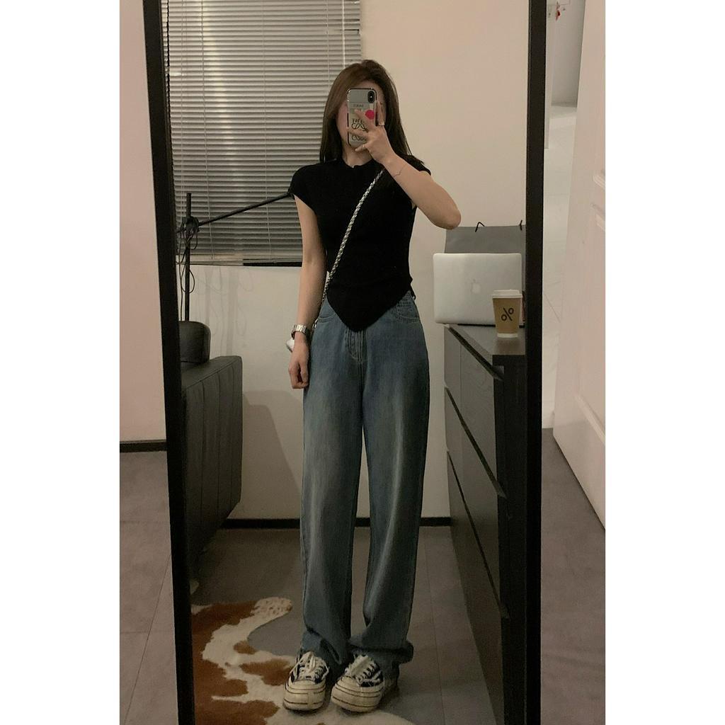 ZHELIHANGFEI Classy Ouni Slimmer Áo Dệt Kim Ngắn Tay Cổ Đứng Cỡ Nhỏ Phong Cách Chị Em Hàn Quốc Arc Edge A4