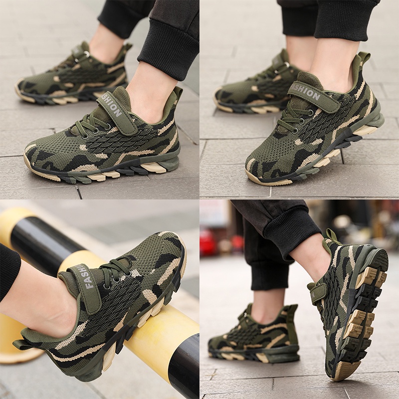 Giày thể thao dệt kim thoáng khí họa tiết rằn ri thời trang tùy chọn màu sắc dành cho bé size 28-40