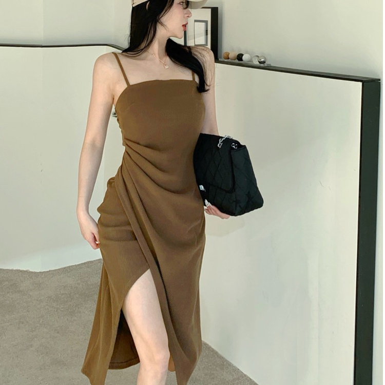 Đầm midi Perty hai dây xẻ tà quyến rũ thời trang Hàn Quốc cho nữ