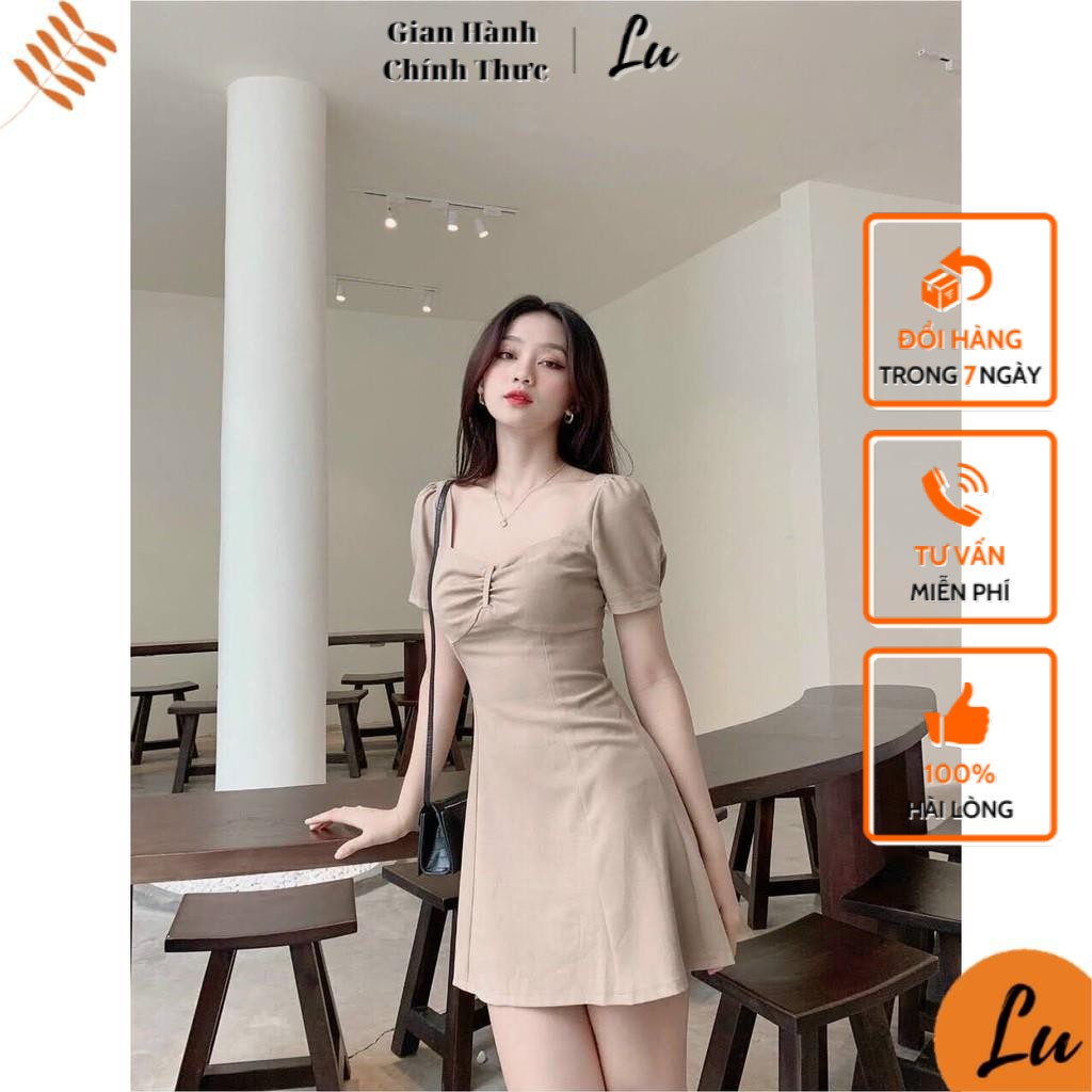 Đầm Chữ A Dáng Ngắn Cổ Tim Chip Ngực May 2 Lớp hợp với Dự Tiệc Dạo Phố Đi Chơi LuShopvn