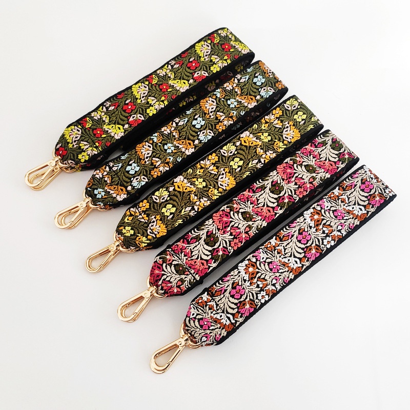 Dây đeo túi xách bản rộng thêu họa tiết nhiều màu sắc xinh xắn