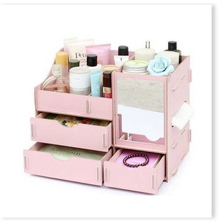 Kệ Gỗ Đựng Mỹ Phẩm 3 Ngăn Có Gương Cỡ Nhỏ