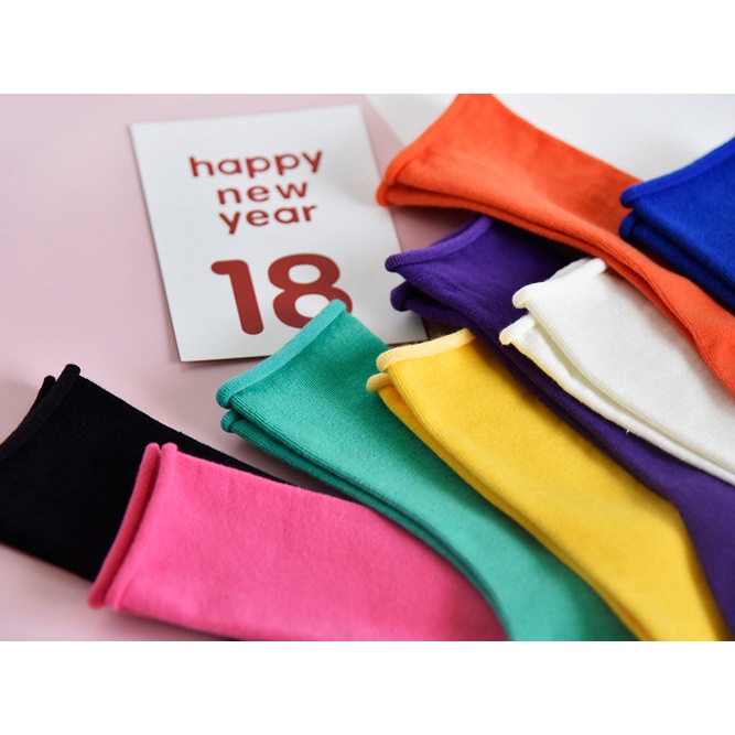 Vớ Tất cotton cổ nhún đủ màu phong cách Hàn Quốc, trẻ trung, năng động.
