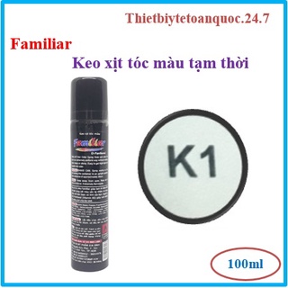 [Chính hãng] K1- Trắng Gôm xịt màu tạm thời Familiar đủ màu 80ml Keo nhuộm tóc gội là hết