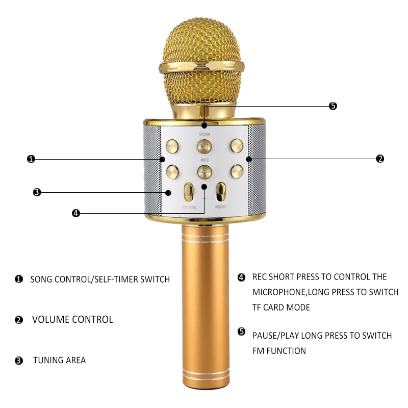 Micro Bluetooth Không Dây Hát Karaoke Ktv