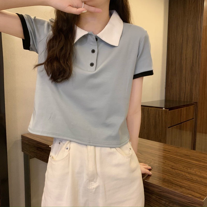 Áo Polo croptop dáng lửng cộc tay dễ thương A00114 | BigBuy360 - bigbuy360.vn
