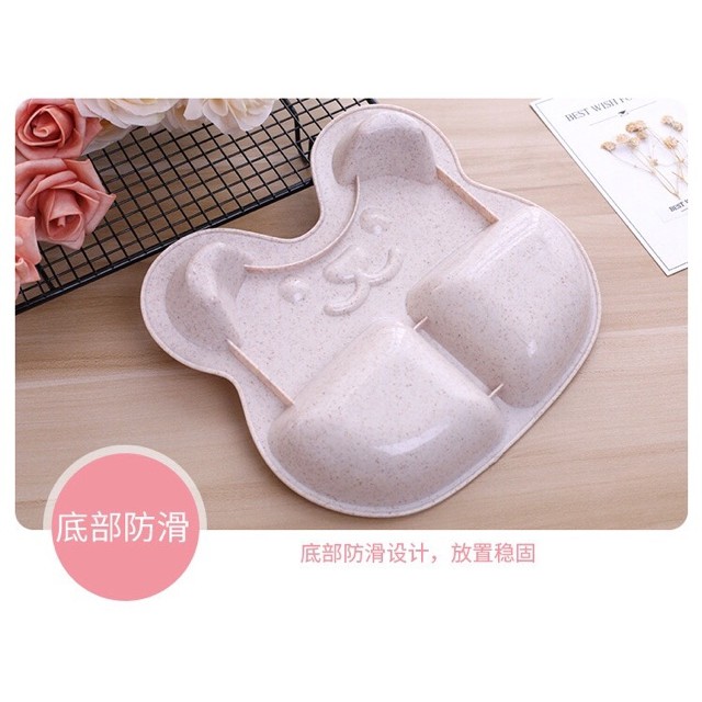 Khay Ăn Dặm Lúa Mạch Hình Gấu Chống rơi Vỡ