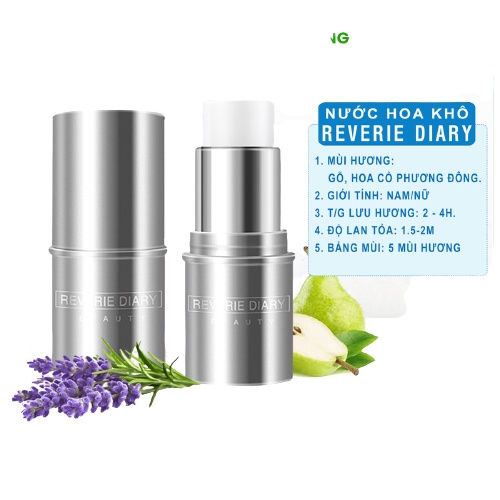 Nước hoa khô dạng thỏi Reverie Diary, nước hoa khô mùi Reverse Paris, hoa nhài và cam nội địa Trung cho nữ