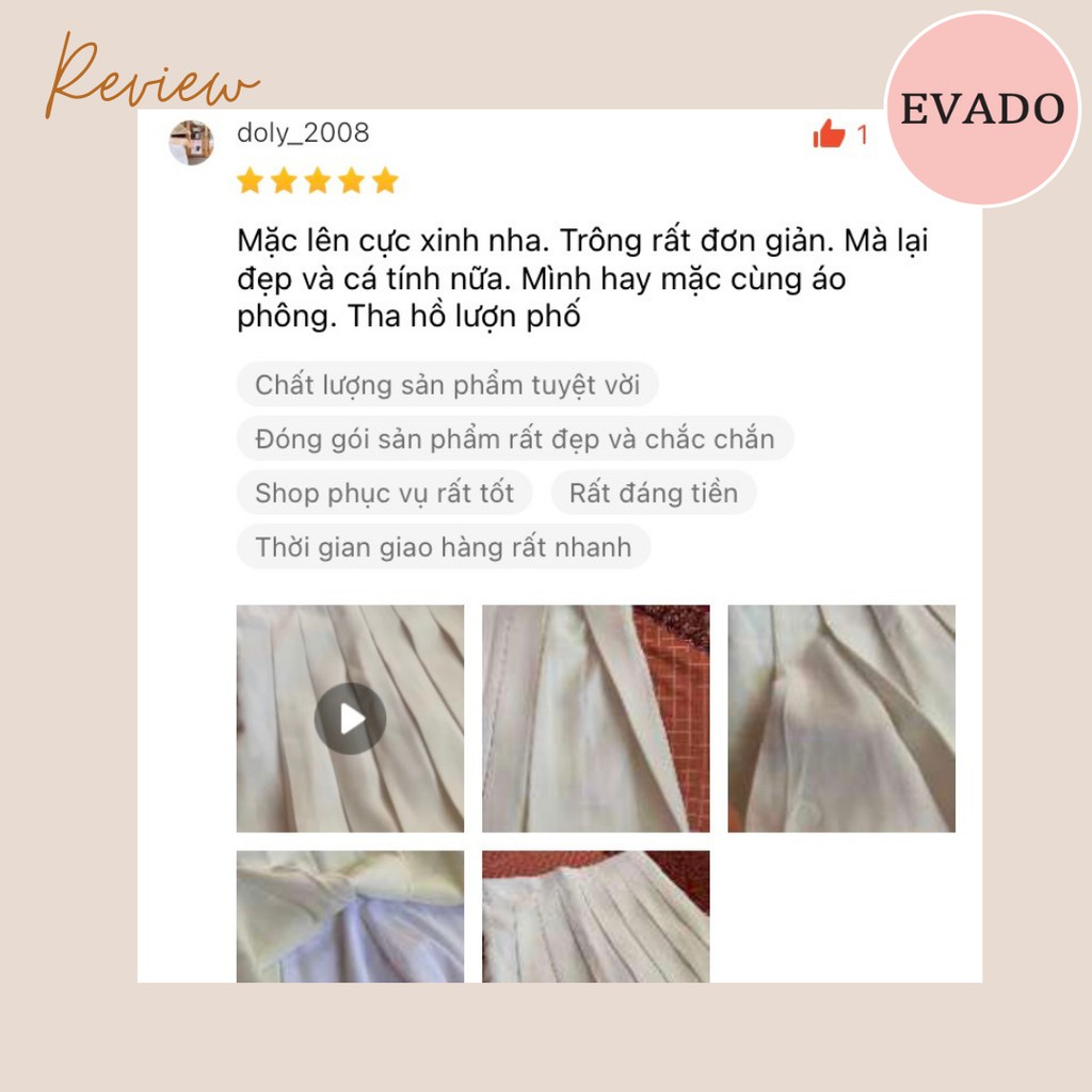 Chân váy tennis xếp li màu trắng đen xếp ly skirt cạp lưng cao ngắn chữ a phong cách ulzzang EVADO CV02 | BigBuy360 - bigbuy360.vn