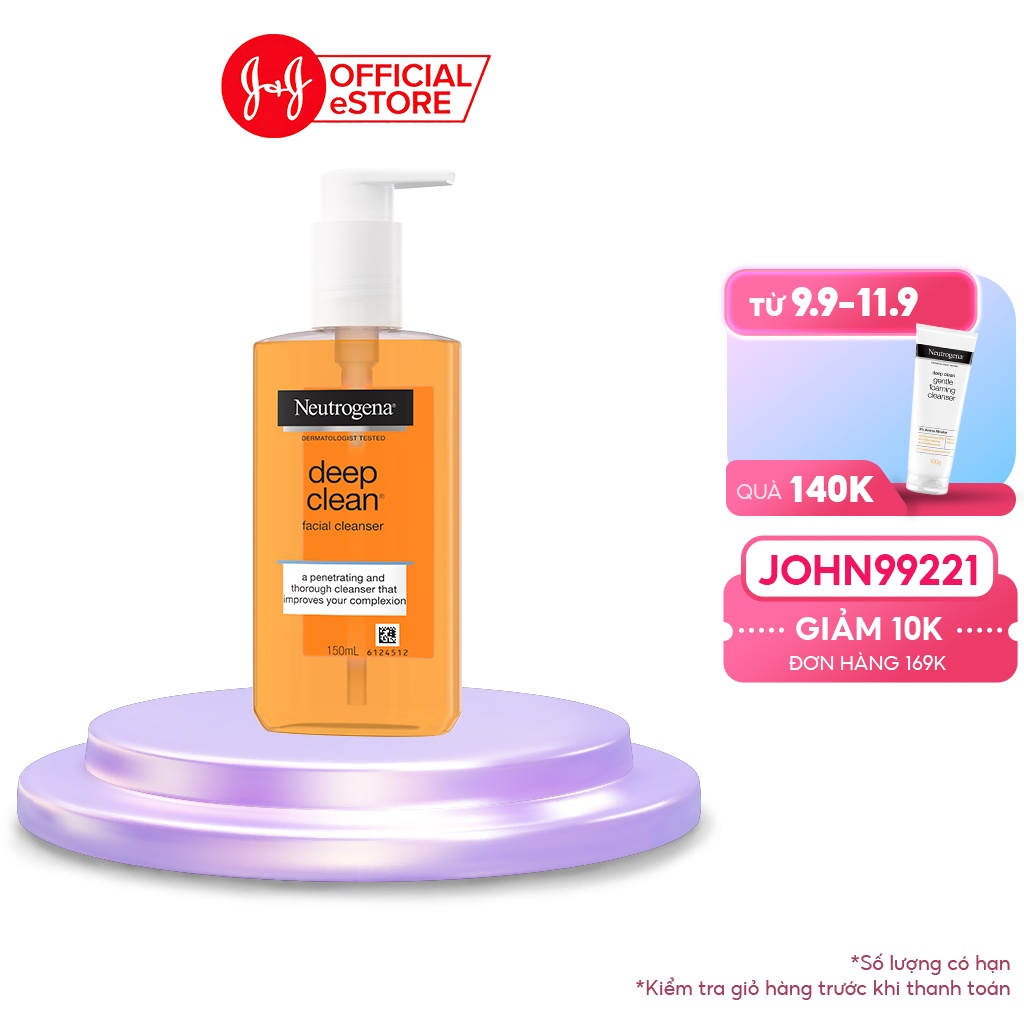 [Mã FMCGMALL -8% đơn 250K] Sữa rửa mặt Neutrogena làm sạch sâu 150ml - 101005926