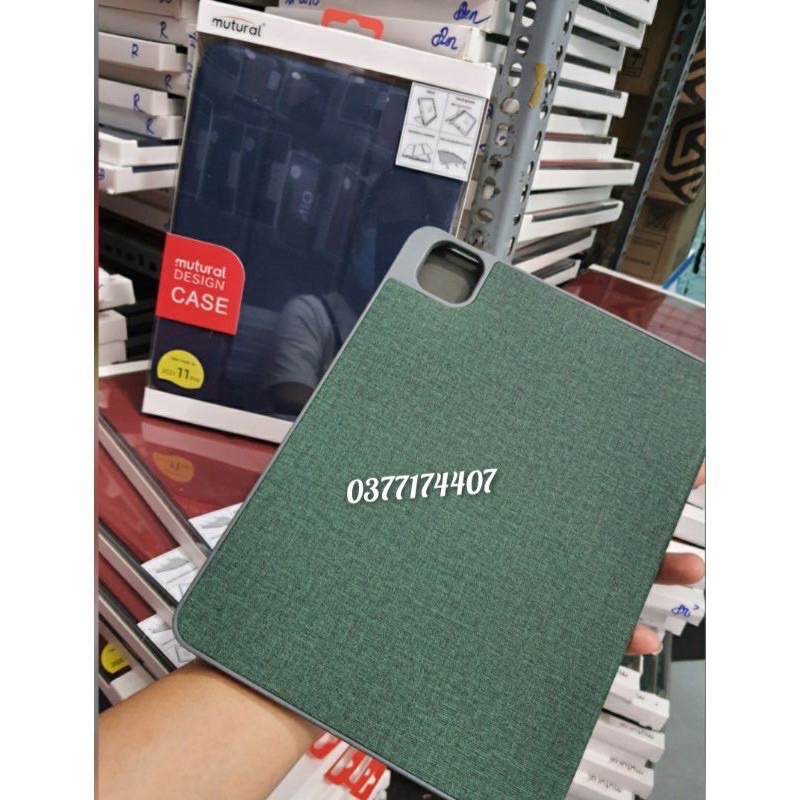 Bao da Vải Mutural cho iPad Pro 11 inch 2021 lưng kèm thoát nhiệt có khay để bút