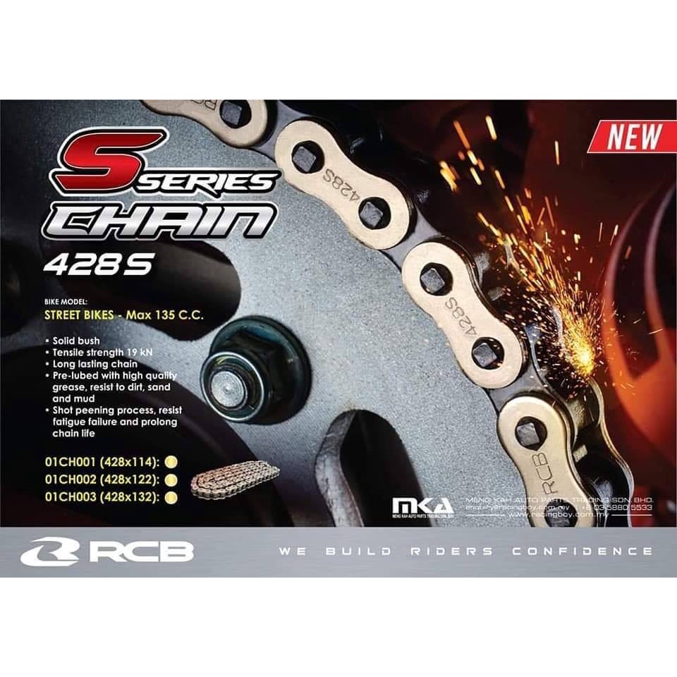 Sên RCB Vàng 9Li 132 Mắt 428S Lắp Tất Cả Các Xe Exciter 135 150 Winner Sonic Raider Satria Si Wave Mô tô nhỏ
