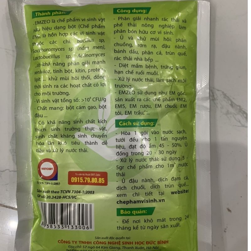 CHẾ PHẨM VI SINH EMZEO GÓI 200gr Ủ PHÂN VÀ RÁC HỮU CƠ DẠNG BỘT