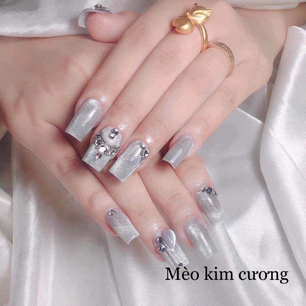 Sơn mắt mèo kim cương màu bạc, nhũ đặc tạo hiệu ứng mắt mèo lấp lánh