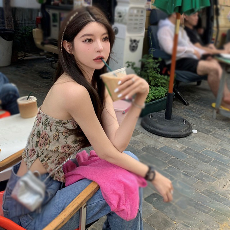 Áo Hai Dây Mỏng Nhẹ In Họa Tiết Hoa Gợi Cảm Cho Nữ