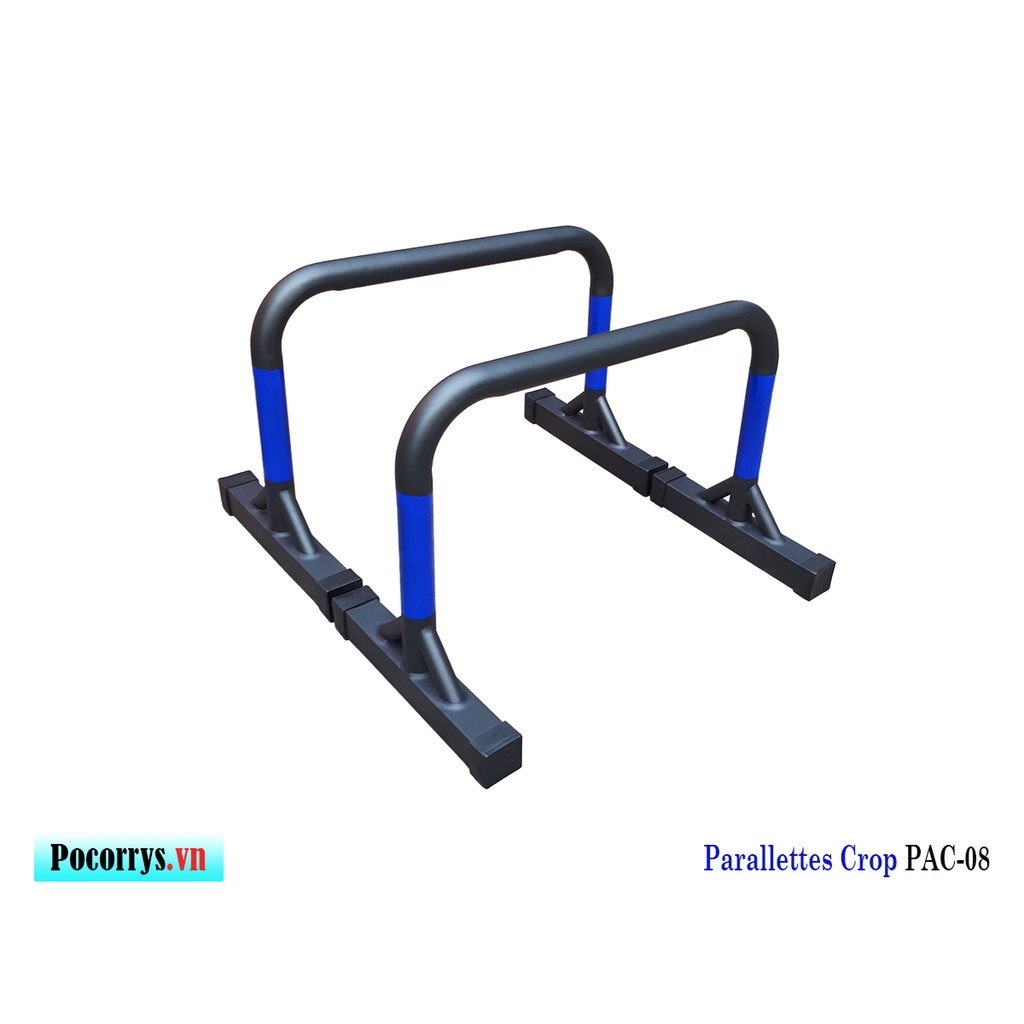 Xà kép Parallettes Crop cao 45cm, Pocorrys PAC-08, Màu đen sọc xanh