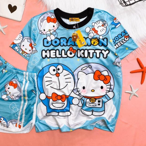 Đồ Bộ Pijama Thun Lạnh 3D Cao Cấp Tay Ngắn Quần Đùi Họa Tiết Hoạt Hình Dễ Thương P3